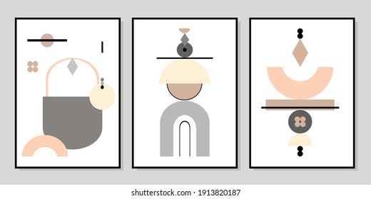 Conjunto de ilustraciones creativas minimalistas de dibujo a mano para la decoración de paredes, postales o diseño de portada. Dibujar a mano elementos de diseño vectorial. EPS10 vectores.