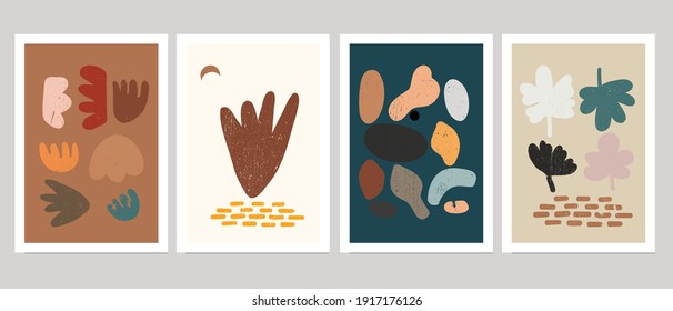 Set of creative minimalist hand drawn illustrations for wall decoration, postcard or brochure cover design. Hand draw vector design elements. Vector EPS10.