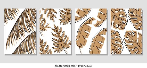 Set of creative minimalist hand drawn illustrations for wall decoration, postcard or brochure cover design. Hand draw vector design elements. Vector EPS10.