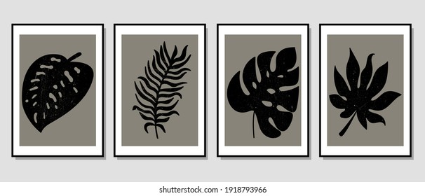 Set of creative minimalist hand drawn illustrations for wall decoration, postcard or brochure cover design. Hand draw vector design elements. Vector EPS10.