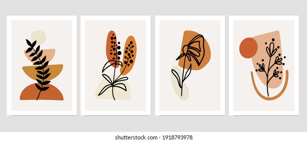 Botanical Watercolor Wall Art Vector Set Stock Vector (Royalty Free ...