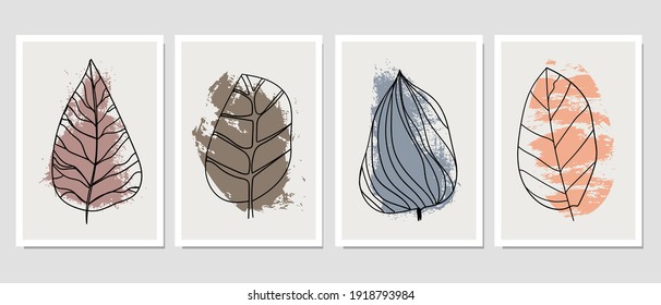 Set of creative minimalist hand drawn illustrations for wall decoration, postcard or brochure cover design. Hand draw vector design elements. Vector EPS10.