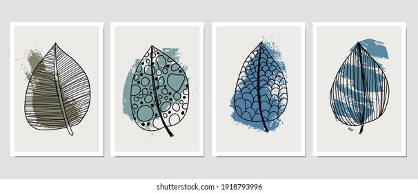 Set of creative minimalist hand drawn illustrations for wall decoration, postcard or brochure cover design. Hand draw vector design elements. Vector EPS10.