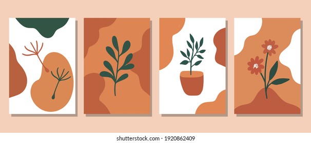 Set of creative minimalist hand drawn illustrations for wall decoration, postcard or brochure cover design. Hand draw vector design elements. Vector EPS10.
