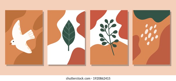 Conjunto de ilustraciones creativas minimalistas de dibujo a mano para la decoración de paredes, postales o diseño de portada. Dibujar a mano elementos de diseño vectorial. EPS10 vectores.