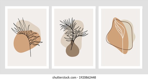 Set of creative minimalist hand drawn illustrations for wall decoration, postcard or brochure cover design. Hand draw vector design elements. Vector EPS10.