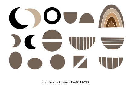 Conjunto de ilustraciones creativas minimalistas de dibujo a mano para la decoración de paredes, postales o diseño de portada. Dibujar a mano elementos de diseño vectorial. EPS10 vectores.