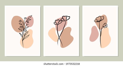 Set of creative minimalist hand drawn illustrations for wall decoration, postcard or brochure cover design. Hand draw vector design elements. Vector EPS10.