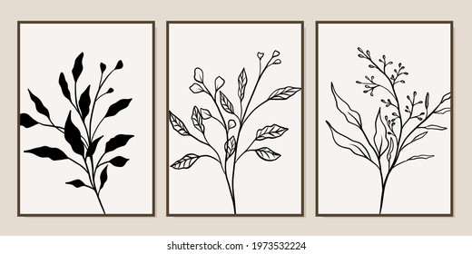 Set of creative minimalist hand drawn illustrations for wall decoration, postcard or brochure cover design. Hand draw vector design elements. Vector EPS10.