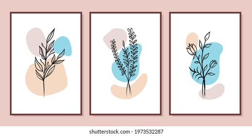 Set of creative minimalist hand drawn illustrations for wall decoration, postcard or brochure cover design. Hand draw vector design elements. Vector EPS10.