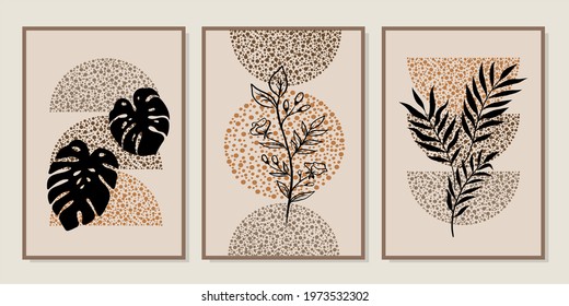 Set of creative minimalist hand drawn illustrations for wall decoration, postcard or brochure cover design. Hand draw vector design elements. Vector EPS10.