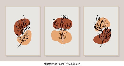 Set of creative minimalist hand drawn illustrations for wall decoration, postcard or brochure cover design. Hand draw vector design elements. Vector EPS10.