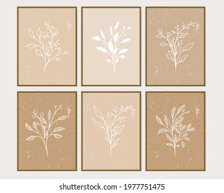 Set of creative minimalist hand drawn illustrations for wall decoration, postcard or brochure cover design. Hand draw vector design elements. Vector EPS10.