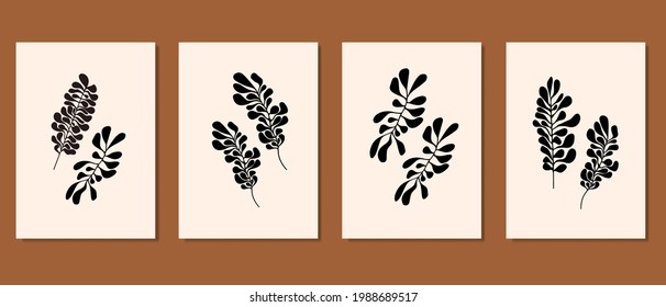 Set of creative minimalist hand drawn illustrations for wall decoration, postcard or brochure cover design. Hand draw vector design elements. Vector EPS10.