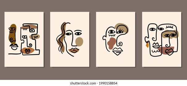 Set kreativer, minimalistischer, handgezeichneter Illustrationen für die Wanddekoration, die Postkarte oder die Broschüre. Handzeichnen Sie Vektordesign-Elemente. Vektor EPS10.