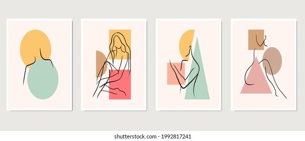 Set von kreativen minimalistischen handgezeichneten Illustrationen. Perfekt für Wanddekoration, Grußkarte, Geschichte, Banner, Postkarte oder Broschürendesign. Handzeichnen Sie Vektordesign-Elemente. Vektor EPS10.