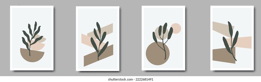 Conjunto de ilustraciones creativas minimalistas con dibujos a mano para la decoración de las paredes.