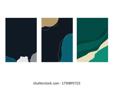 Set of creative minimalist hand painted illustrations for wall decoration, postcard or brochure cover design. Vector EPS10 easy edit