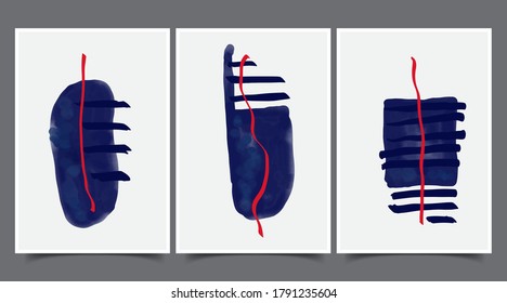 Conjunto de ilustraciones minimalistas creativas pintadas a mano para la decoración de paredes, el diseño de la portada de la postal o del folleto