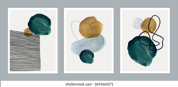Set of creative minimalist hand painted illustrations for wall decoration, postcard or brochure cover design. Vector EPS10. - Shutterstock ID 1819663271