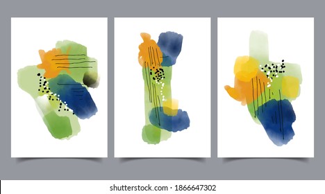 Set of creative minimalist hand painted illustrations for wall decoration, postcard or brochure cover design