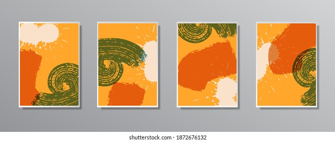 Set of creative minimalist hand painted illustrations for wall. for gift card,  Poster on wall poster template,  landing page, ui, ux ,coverbook,  baner, 