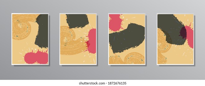 Set of creative minimalist hand painted illustrations for wall. for gift card,  Poster on wall poster template,  landing page, ui, ux ,coverbook,  baner, 
