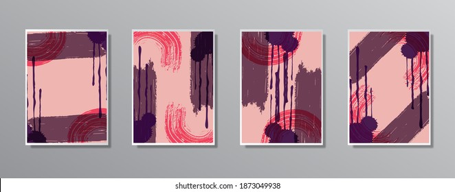 Conjunto de ilustraciones creativas minimalistas pintadas a mano para la pared. para tarjeta de regalo, plantilla de afiches de afiche en pared, página de inicio, ui, ux ,coverbook, baner, 