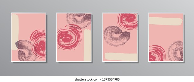 Set of creative minimalist hand painted illustrations for wall. for gift card,  Poster on wall poster template,  landing page, ui, ux ,coverbook,  baner, 