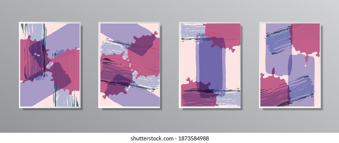 Set of creative minimalist hand painted illustrations for wall. for gift card,  Poster on wall poster template,  landing page, ui, ux ,coverbook,  baner, 