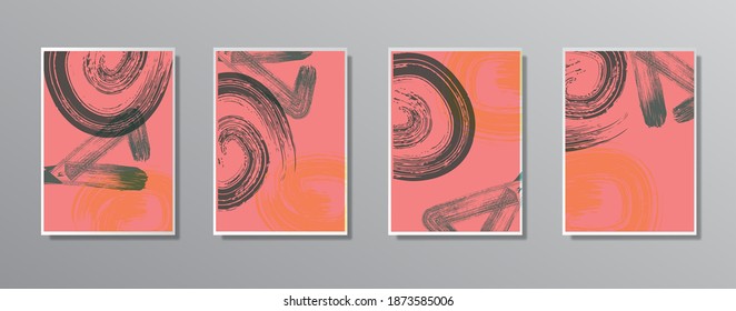 Set of creative minimalist hand painted illustrations for wall. for gift card,  Poster on wall poster template,  landing page, ui, ux ,coverbook,  baner, 