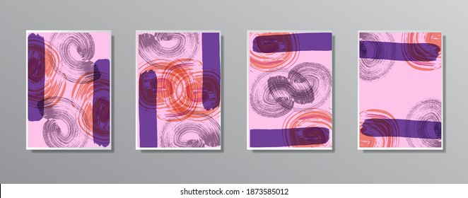 Set of creative minimalist hand painted illustrations for wall. for gift card,  Poster on wall poster template,  landing page, ui, ux ,coverbook,  baner, 