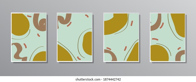 Conjunto de ilustraciones creativas minimalistas pintadas a mano para la pared. para tarjeta de regalo, plantilla de afiches de afiche en pared, página de inicio, ui, ux ,coverbook, baner, 