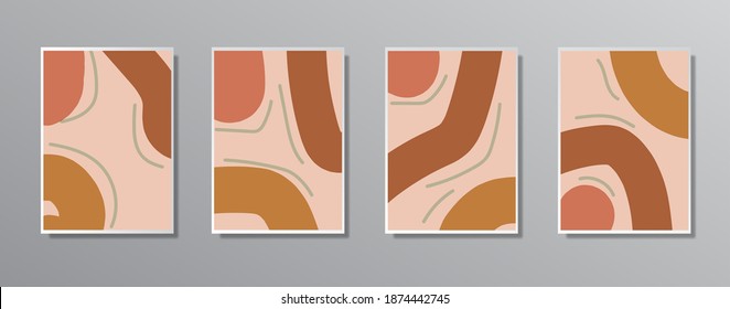 Set of creative minimalist hand painted illustrations for wall. for gift card,  Poster on wall poster template,  landing page, ui, ux ,coverbook,  baner, 