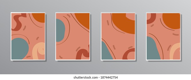 Set of creative minimalist hand painted illustrations for wall. for gift card,  Poster on wall poster template,  landing page, ui, ux ,coverbook,  baner, 