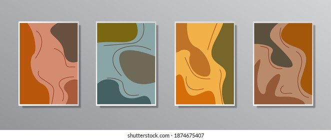 Set of creative minimalist hand painted vintage illustrations for wall. for gift card,  Poster on wall poster template,  landing page, ui, ux ,coverbook,  baner, 