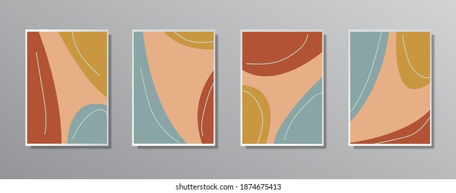 Set of creative minimalist hand painted vintage illustrations for wall. for gift card,  Poster on wall poster template,  landing page, ui, ux ,coverbook,  baner, 