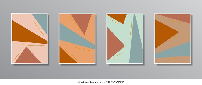 Set of creative minimalist hand painted vintage illustrations for wall. for gift card,  Poster on wall poster template,  landing page, ui, ux ,coverbook,  baner, 