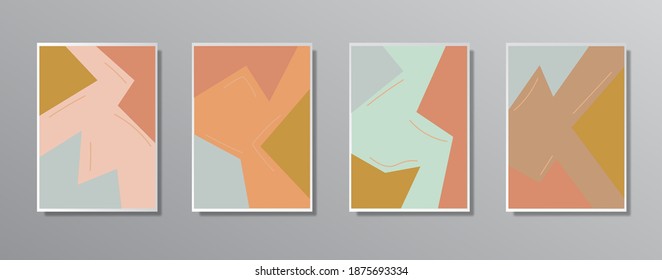Set of creative minimalist hand painted vintage illustrations for wall. for gift card,  Poster on wall poster template,  landing page, ui, ux ,coverbook,  baner, 