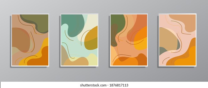 Set of creative minimalist hand painted vintage illustrations for wall. for gift card,  Poster on wall poster template,  landing page, ui, ux ,coverbook,  baner, 