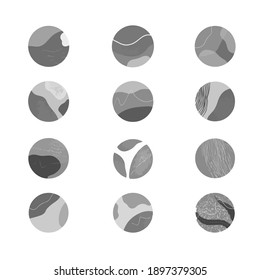 Set of creative minimalist hand painted illustrations for wall decoration, postcard or brochure cover design. Vector EPS10.