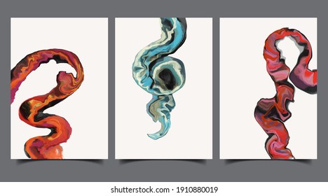 Set of creative minimalist hand painted illustrations for wall decoration, postcard or brochure cover design