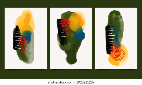 Conjunto de ilustraciones minimalistas creativas pintadas a mano para la decoración de paredes, el diseño de la portada de la postal o del folleto