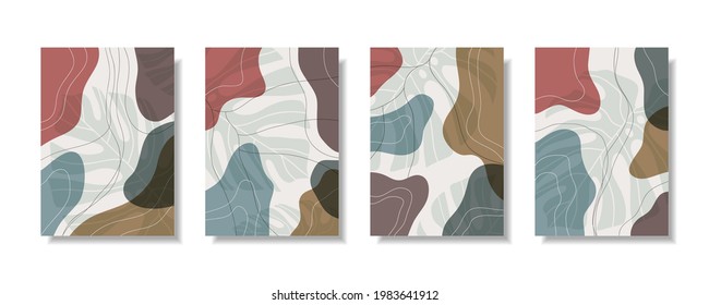 Set creative minimalist hand painted abstract square template background