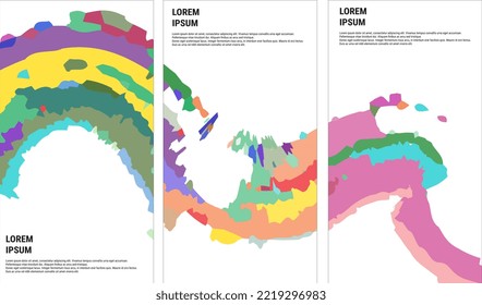Conjunto de ilustraciones creativas minimalistas pintadas a mano para el diseño de carátulas postales o folletos. Vector Eps10