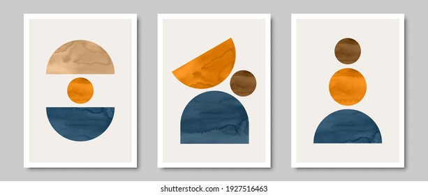 Set of creative minimalist illustrations for wall decoration, postcard or brochure cover design. Vector EPS10.