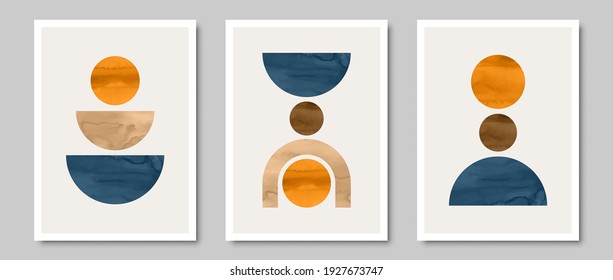 Set of creative minimalist illustrations for wall decoration, postcard or brochure cover design. Vector EPS10.