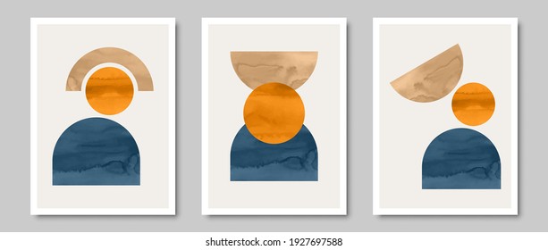 Set of creative minimalist illustrations for wall decoration, postcard or brochure cover design. Vector EPS10.