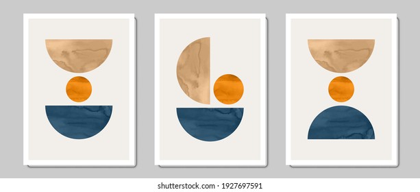 Set of creative minimalist illustrations for wall decoration, postcard or brochure cover design. Vector EPS10.