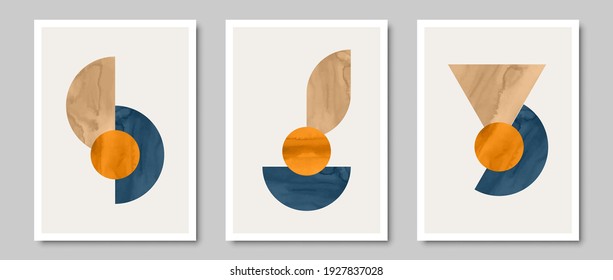 Set of creative minimalist illustrations for wall decoration, postcard or brochure cover design. Vector EPS10.